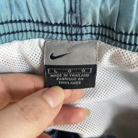 Nike Swim Trunks Shorts Mens Large Elastic Waistband Mesh Lined Zip Pocket Blue - Picture 9 of 12